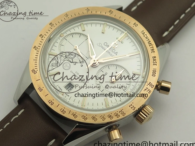 0324 Minimalist Speedmaster ’57 Co-Axial SS RG OMF 1:1 Best Edition White Dial On Leather Strap A9300 (Free Leather Strap) 8072